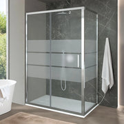 Box doccia angolare 90x150 cm con porta scorrevole in vetro serigrafato Ted