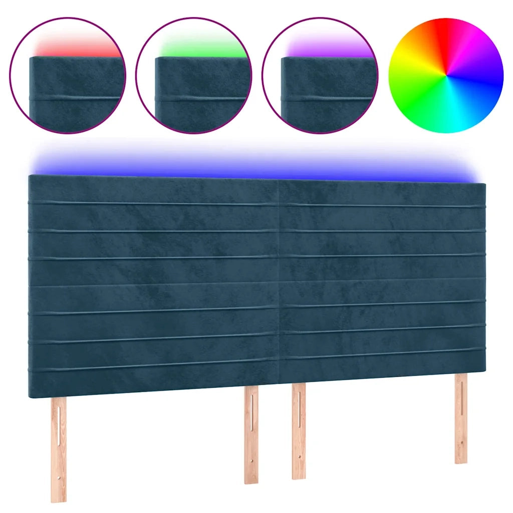 Testiera | Testata a LED Blu Scuro 180x5x118/128 cm in Velluto