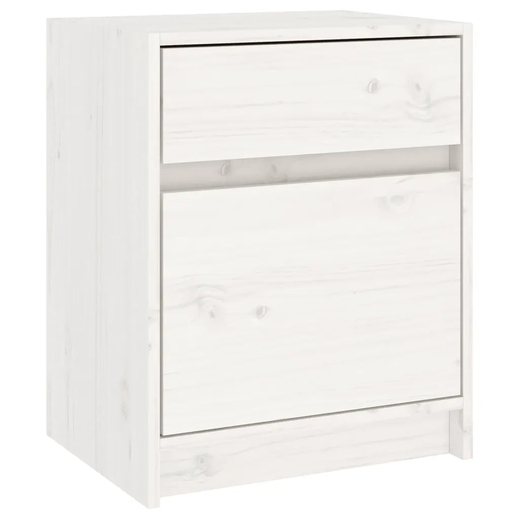 Comodini 2 pz-Set di 2 Tavolino da notte Bianchi 40x31x50 cm in Legno Massello di Pino
