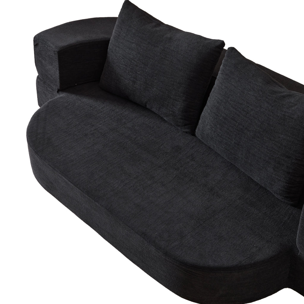 Divano letto pieghevole 3 in 1 in flanella nera; senza montaggio; convertibile per soggiorno
