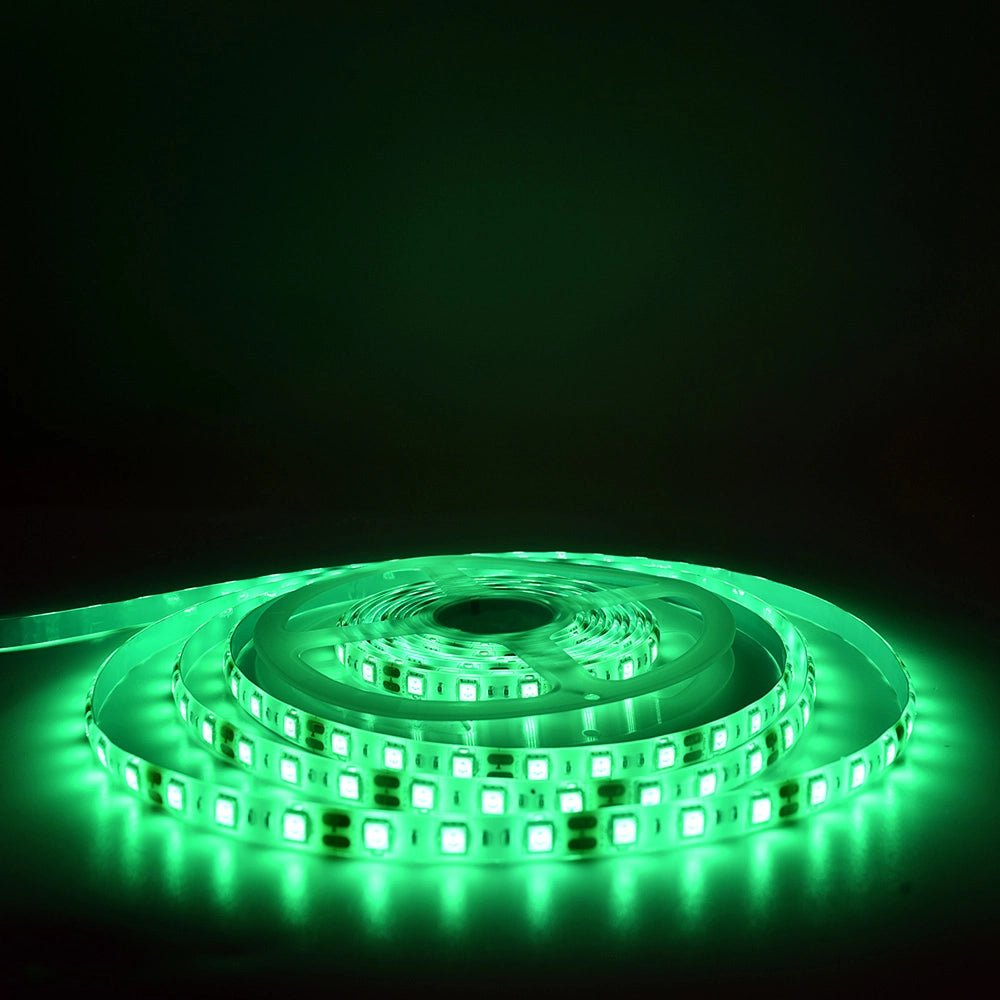 STRISCIA LED 12V VERDE AD ALTA LUMINOSITA' 60 LED/M GRADO DI PROTEZIONE IP65 - IDEALE PER INSTALLAZIONI VERSATILI E FACILE DA APPLICARE CON BIADESIVO 3M
