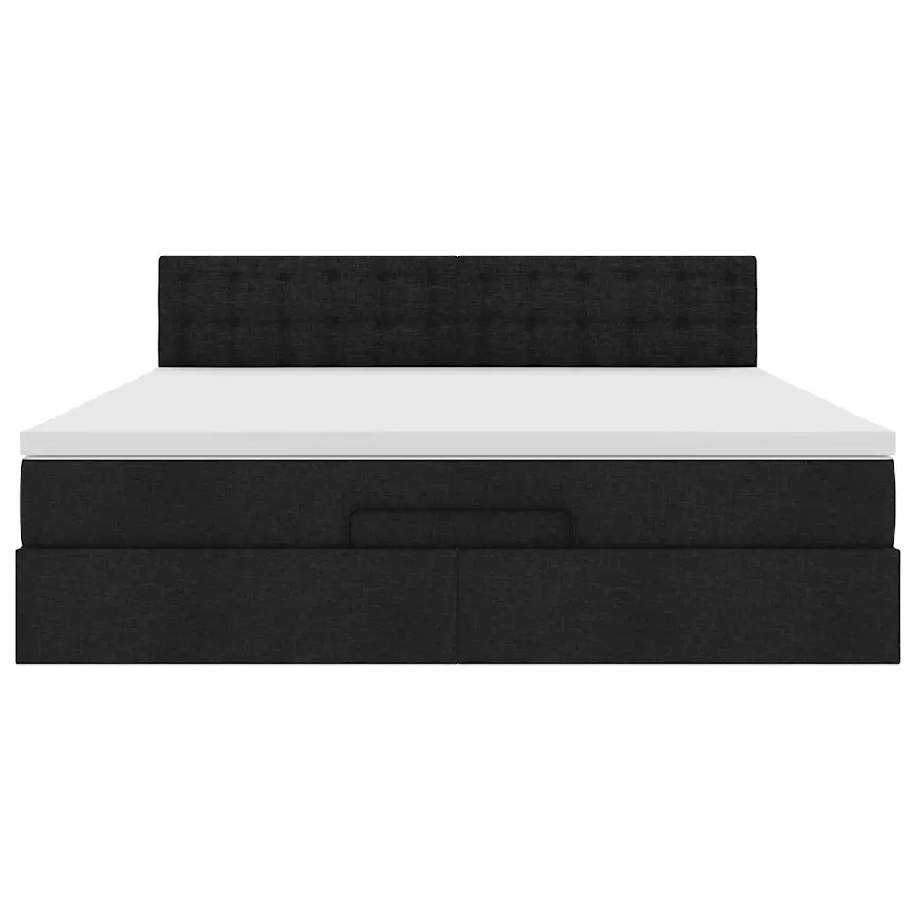 Pouf Letto con Materasso e LED Nero 180x200cm Tessuto 3312494