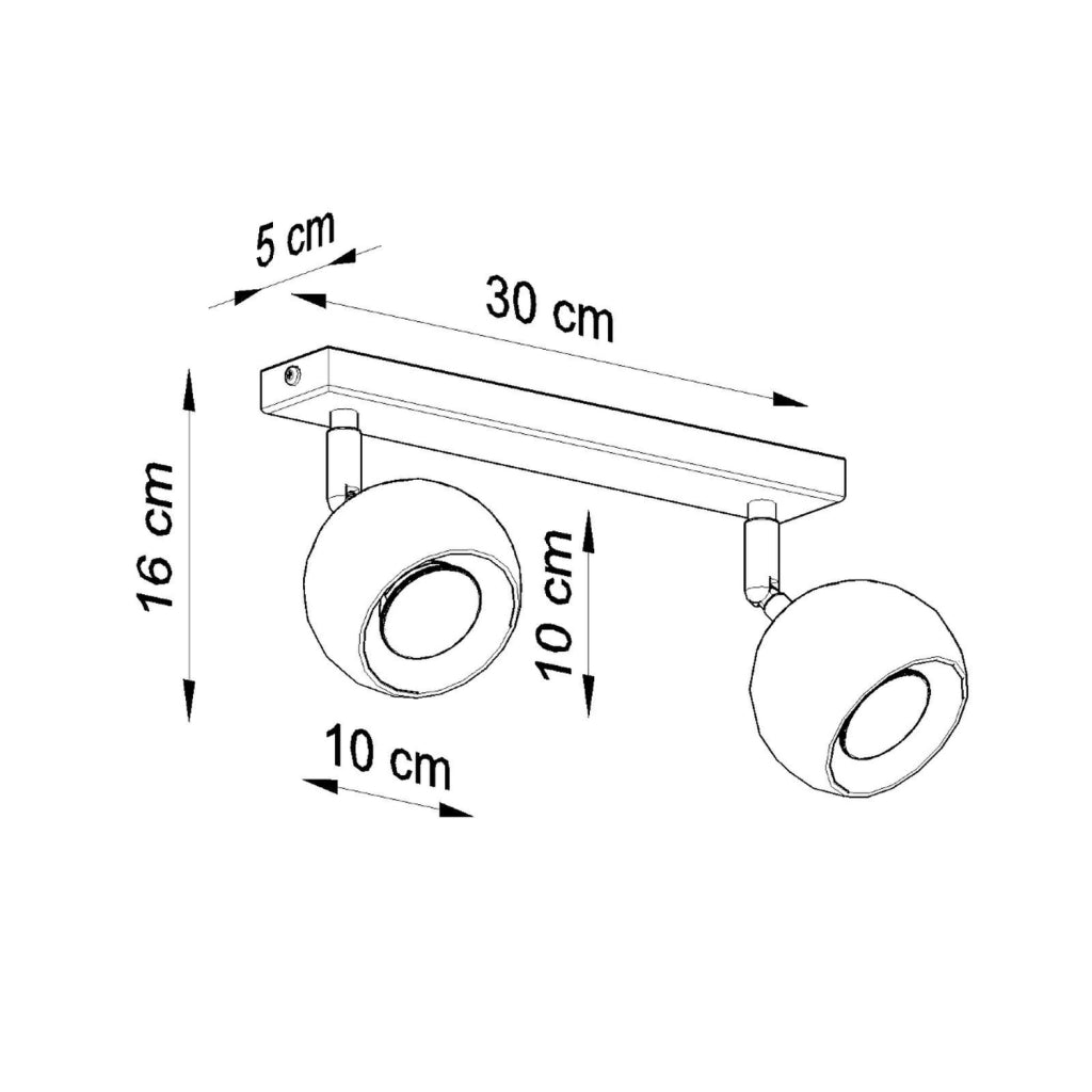 Plafoniera Fokumo 2 faretti su barra bianco/cromo GU10 Pure Lume