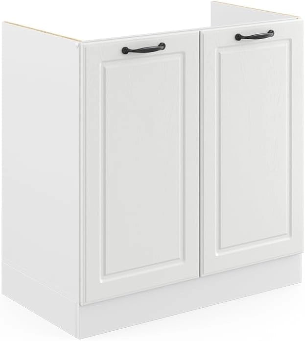 Frontale cucina R-Line, Bianco casa di campagna, 79.2 x 71.3 cm frontale del mobile per mobile sottolavello, adatto per armadi da cucina R-Line per un montaggio semplice