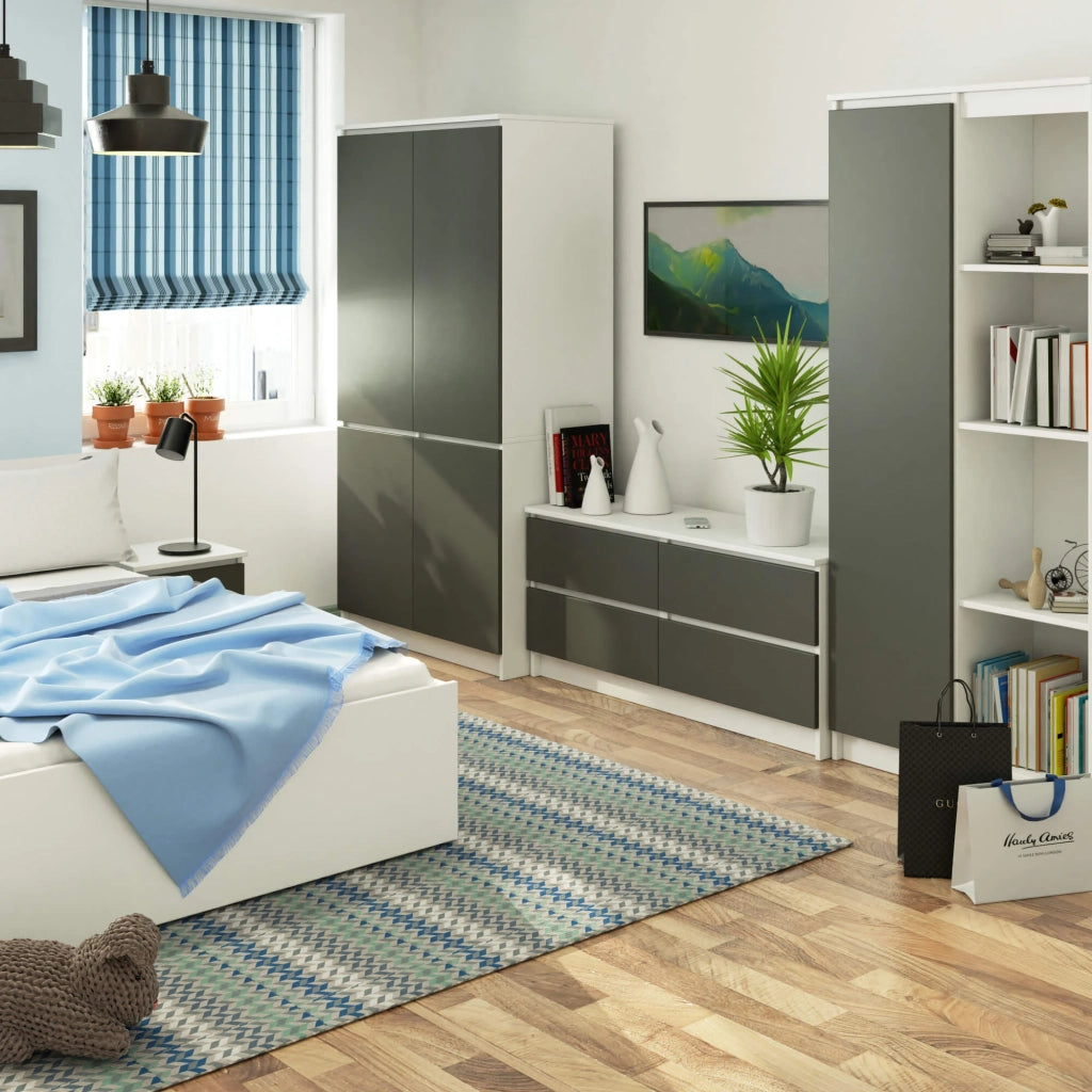 Armadio AKORD S90 4 ante Bianco inserto frontale Grigia Grafite 90x51x180 cm