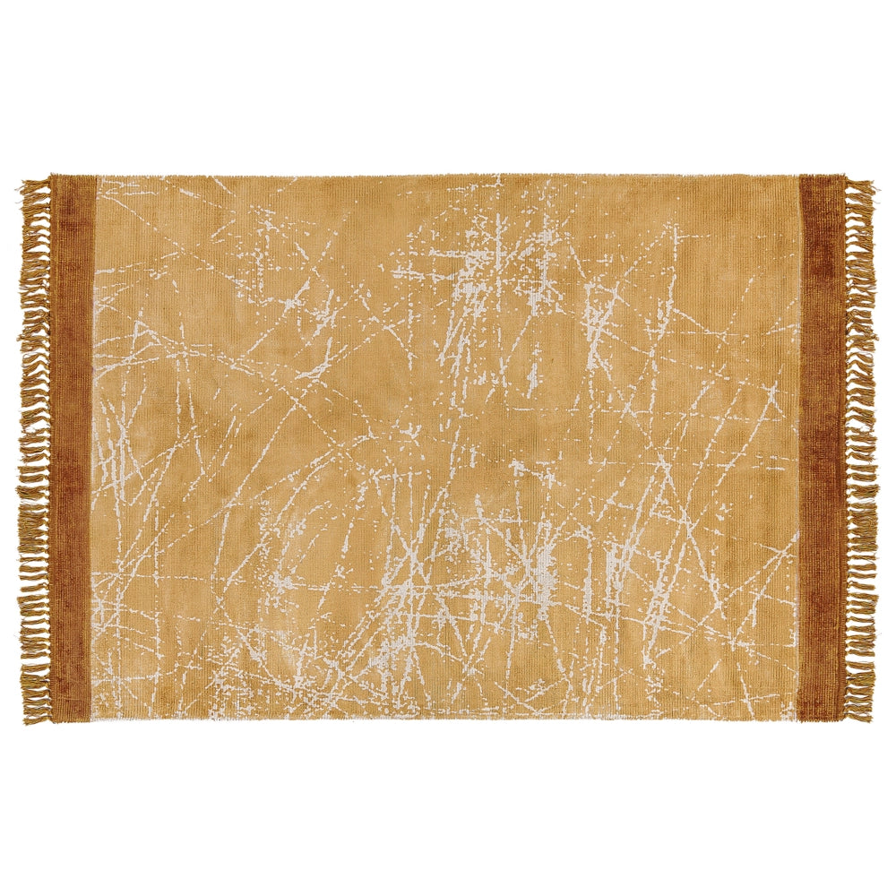 Tappeto moderno in viscosa con frange 160 x 230 cm arancione stile moderno contemporaneo camera da letto soggiorno
