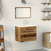 Armadio lavabo bagno con lavabo incorporato legno vecchio legno ingegnerizzato