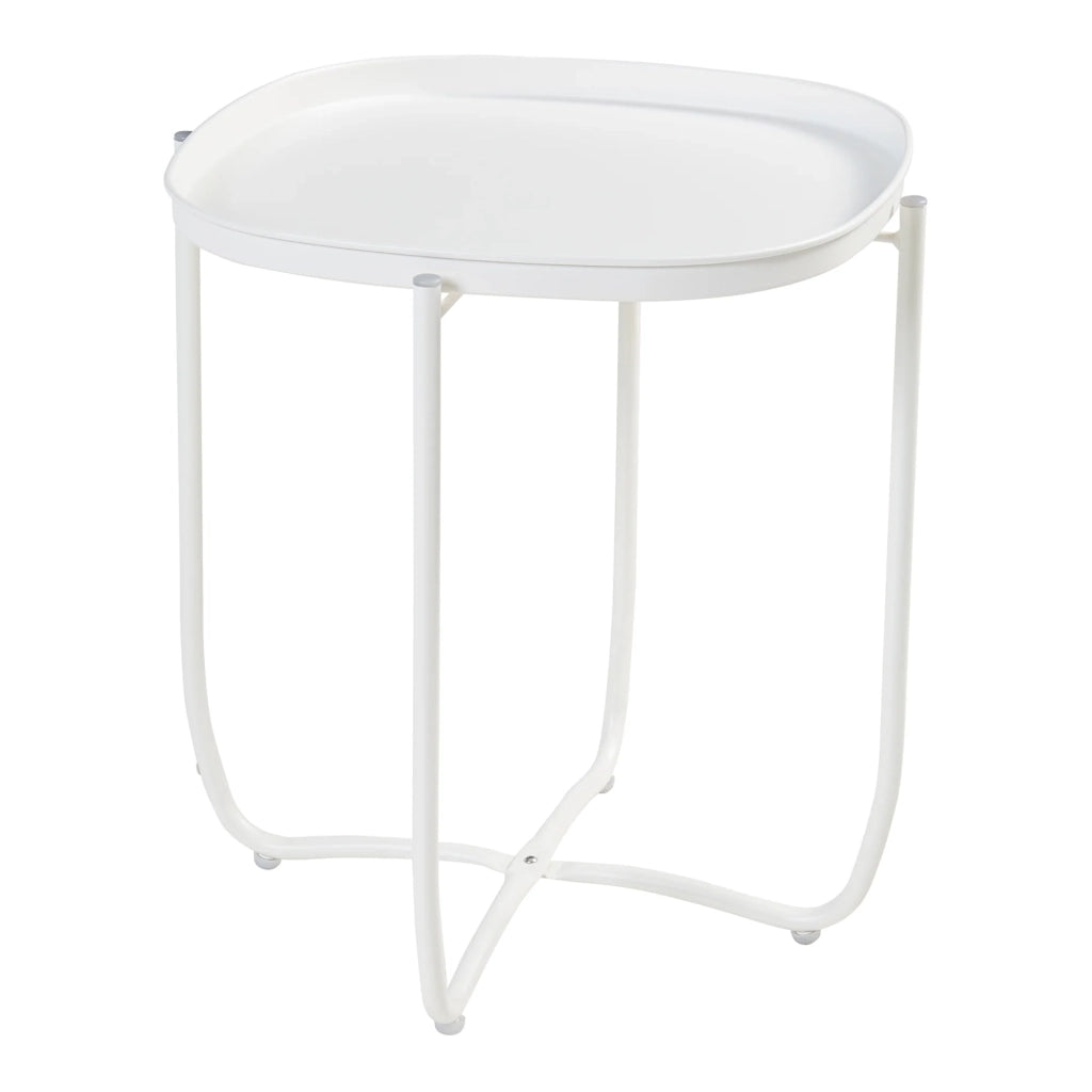 Tavolino da caffè con consolle laterale e piano rimovibile 53 x 46 x 46 cm acciaio bianco 03_0010763