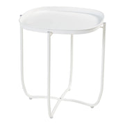 Tavolino da caffè con consolle laterale e piano rimovibile 53 x 46 x 46 cm acciaio bianco 03_0010763