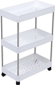 Ruote per carrello da cucina sottili, ripiani per bagno per risparmio di spazio, griglia per cucina, bagno, lavanderia, camera da letto, griglia per armadio, cassetti per vettura, bianchi, 3 livelli