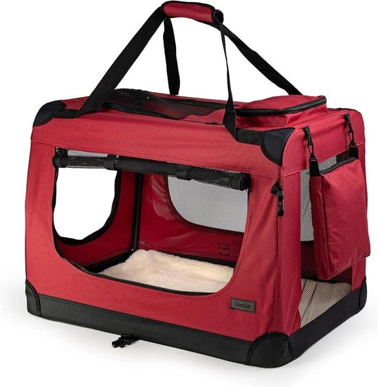 Casella di trasporto per cani, pieghevole, per viaggi e auto, 60 x 42 x 44 cm, casella di trasporto stabile con maniglie e coperta per cani e gatti fino a 12 kg, casella di trasporto robusta in tessuto, per cani e gatti piccoli
