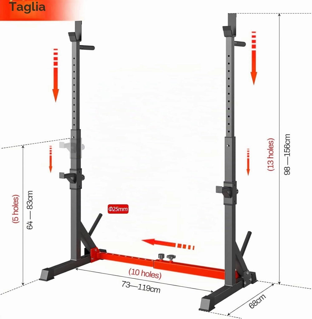 Rack da Squat, Supporto Bilanciere Regolabile, Stand per Sollevamento Pesi Multifunzione per casa, palestra Max 250 KG