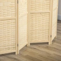 Paravento Separé da Interno a 4 Ante in Legno e Bambù, Pieghevole e Salvaspazio Altezza 170cm, Marrone