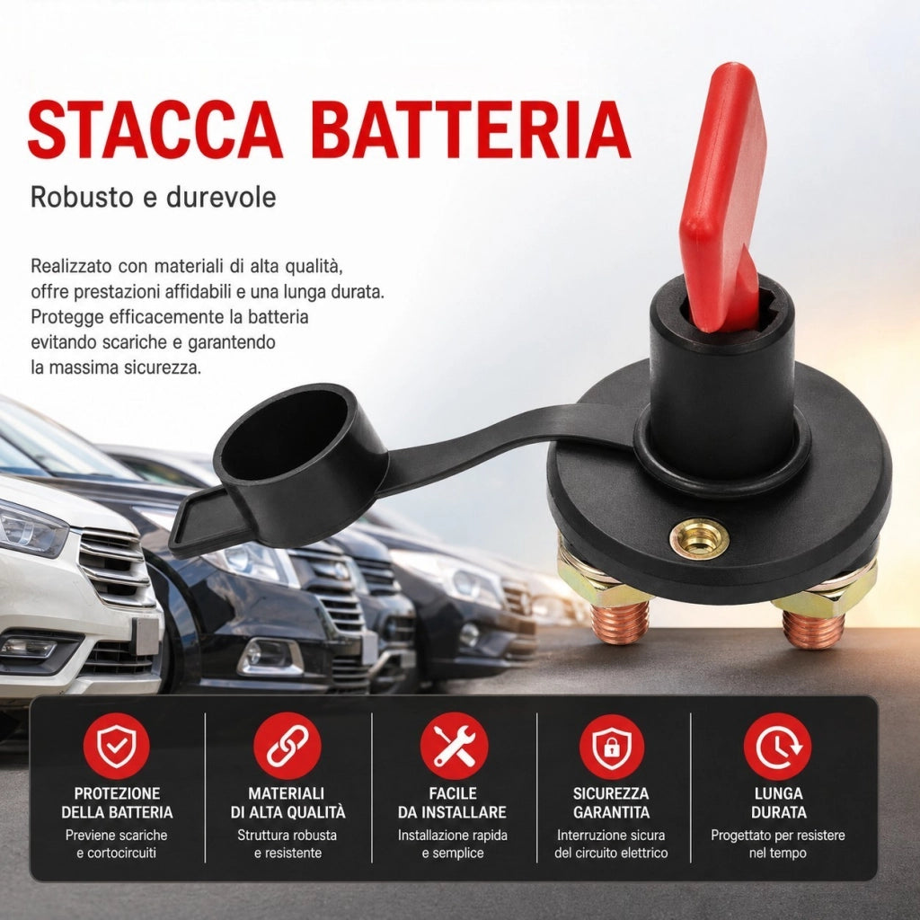 Staccabatteria Auto 12V 24V 100A 500A Con Chiave Estraibile Interruttore