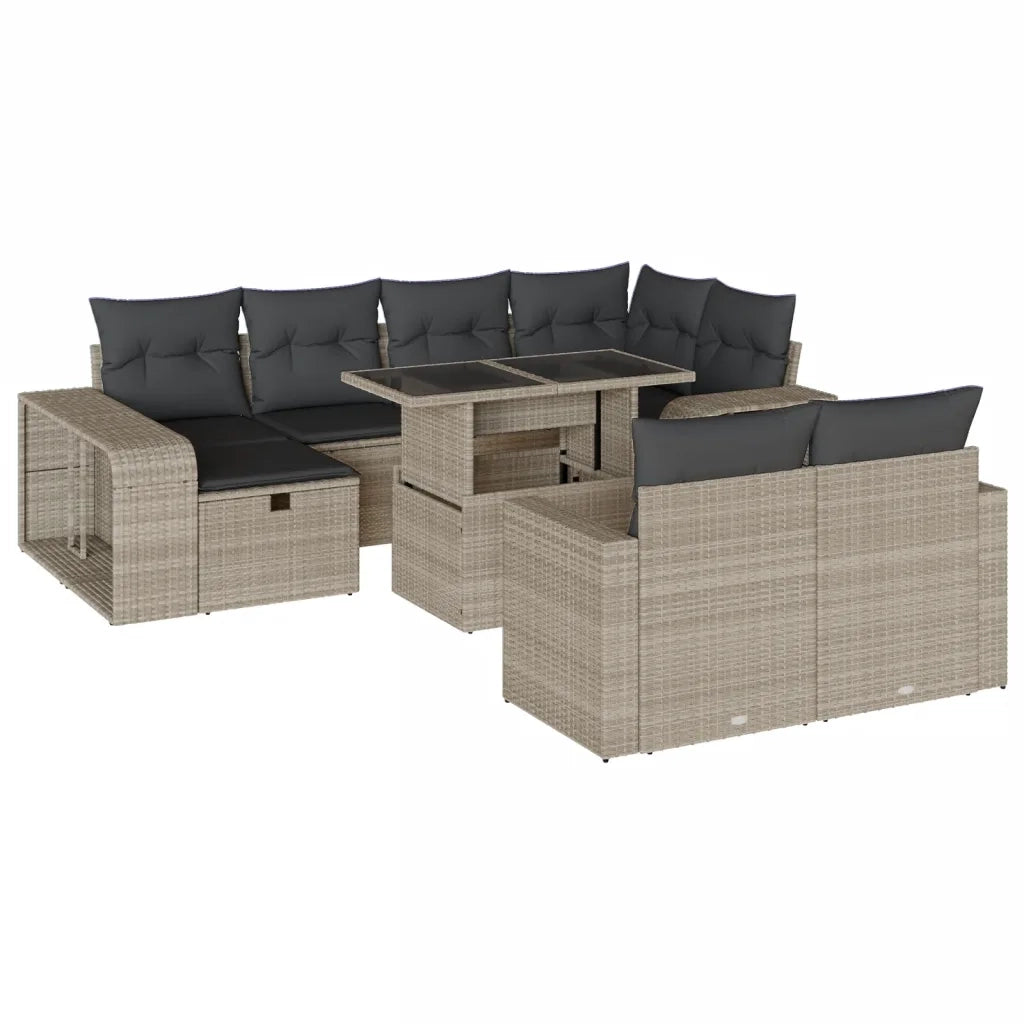 Set Divani da Giardino 11 pz con Cuscini in Polyrattan Grigio 3276508