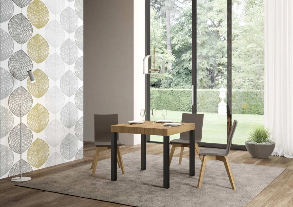 Tavolo allungabile 90x90/246 cm Every Quercia Natura telaio Antracite