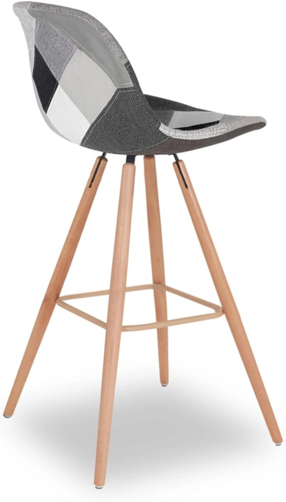 Set di 4 sgabelli da bar SARA con motivo patchwork nero, grigio y bianco SARA