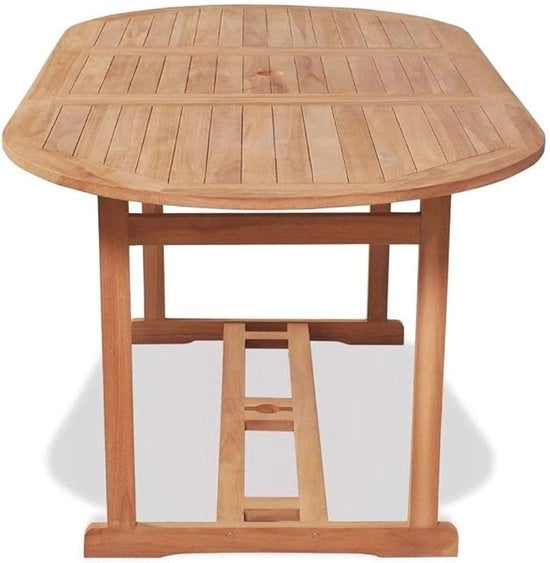 Tavolo da giardino in legno di teak all'aperto con ombrellone, tavolo quadrato in legno di hout (180 x 90 x 75 cm), arredamento esterno resistente all'usura