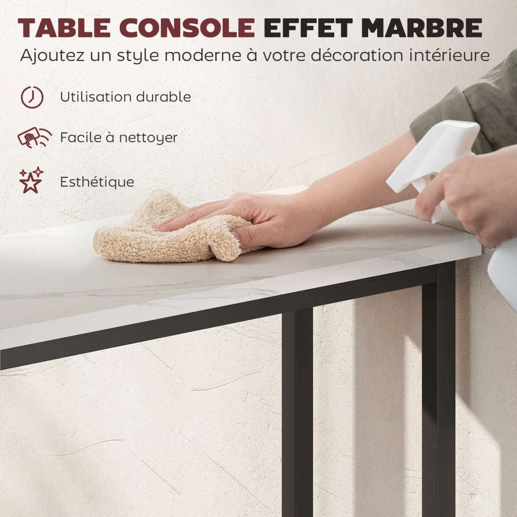 Tavolo console ¨C zephmum ¨C effetto marmo, metallo, bianco e nero, 75 cm