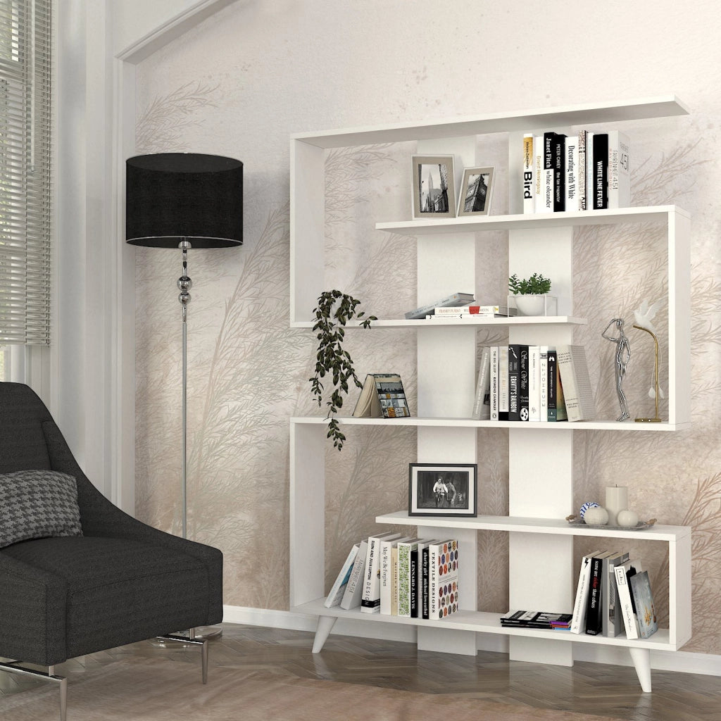 Libreria in legno "Rain" - 120 x 20 x 162 cm - Bianco