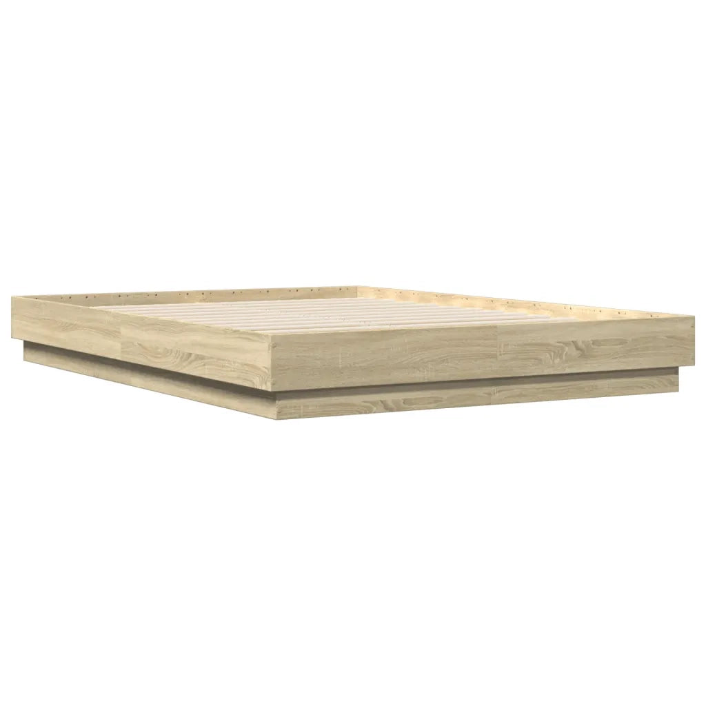 Giroletto con Luci LED-Struttura Letto Rovere Sonoma 160x200 cm