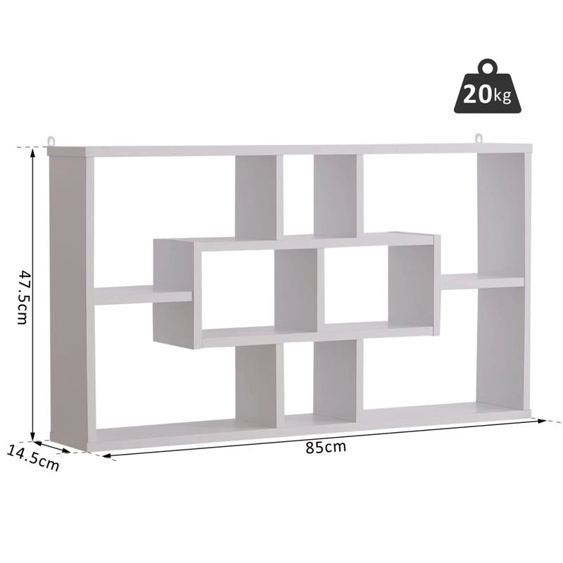 MODERNA LIBRERIA A PARETE 85 X 47.5 X 14.5 CM  IN LEGNO BIANCO