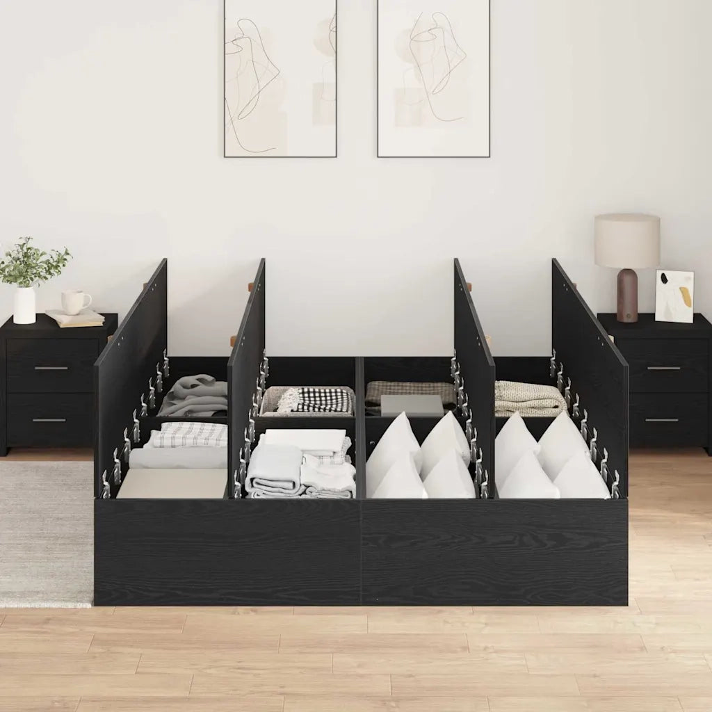 Struttura letto con contenitore Rovere Nero 135 x 190 cm 3335438