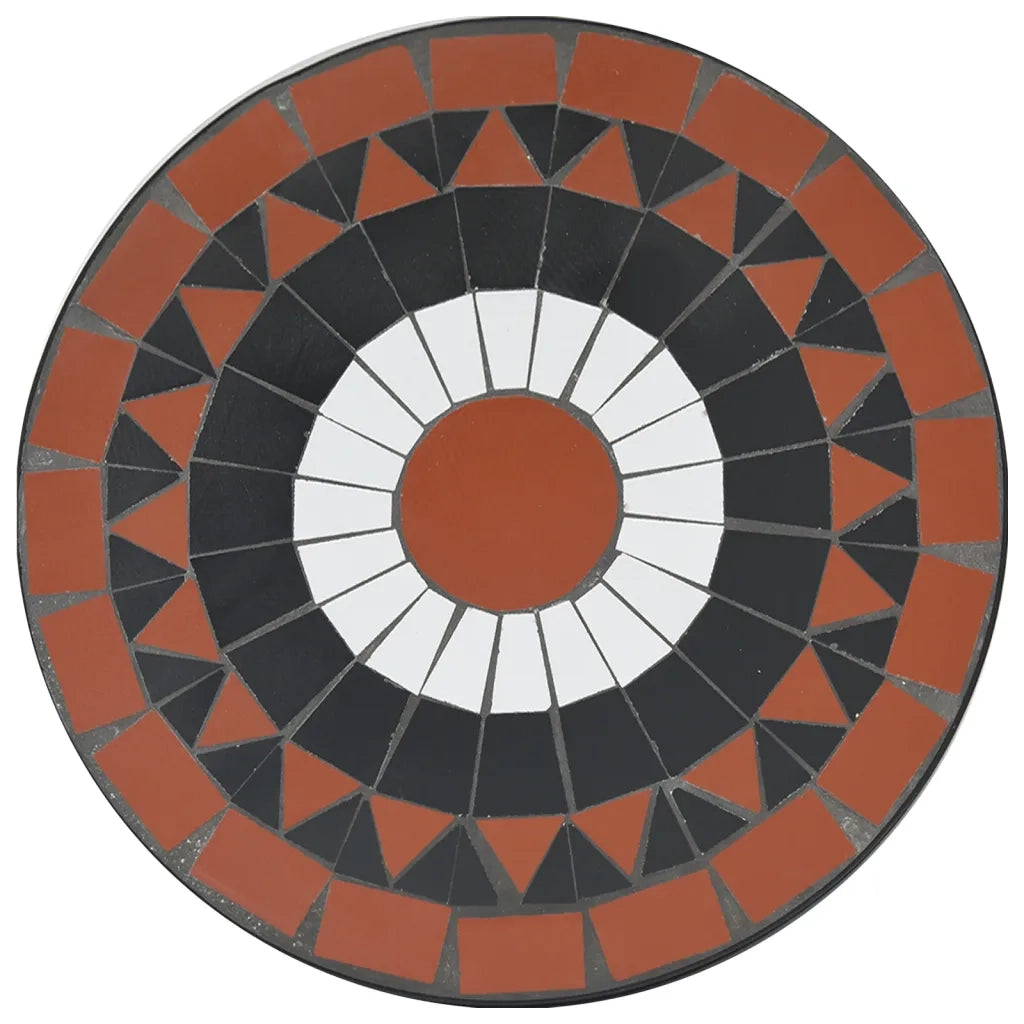 Tavolino Bistrot con Mosaico Terracotta e Bianco Ceramica