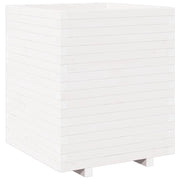 Fioriera | Cassetta per fiori | Vaso da Giardino Bianca 60x60x72,5cm Legno Massello di Pino