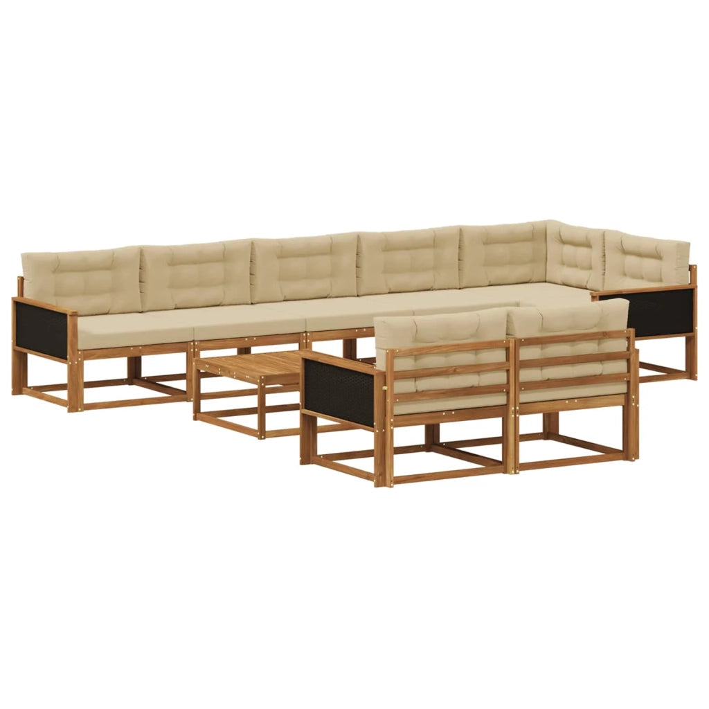 Set di divani da esterno 9 pcs Naturale e Beige