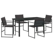 Set da Pranzo per Giardino 5 pz | Set Salotto da Giardino Nero 140 x 70 x 73 cm
