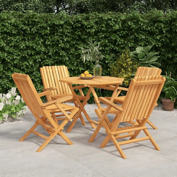 Set da Pranzo per Giardino 5 pz in Legno Massello di Teak 3155028