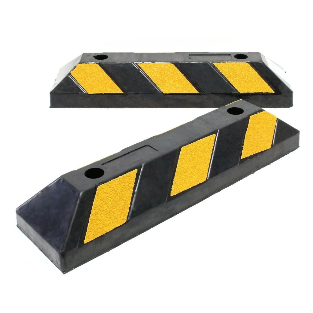 Set di 2 catarifrangenti ferma ruota di stazionamento 550 x 150 x 100 mm tappo garage in gomma dura 16_0001220