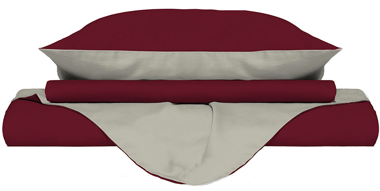 Copripiumino Singolo con Sacco e Federe Doubleface Bordeaux/Panna