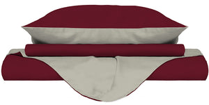 Copripiumino Singolo con Sacco e Federe Doubleface Bordeaux/Panna