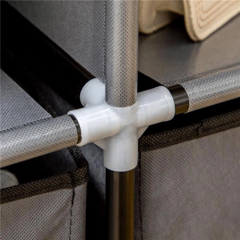 ARMADIO IN TESSUTO PIEGHEVOLE CON CASSETTI E ANTE AVVOLGIBILI CON ZIP, 125X43X162.5CM, GRIGIO SCURO