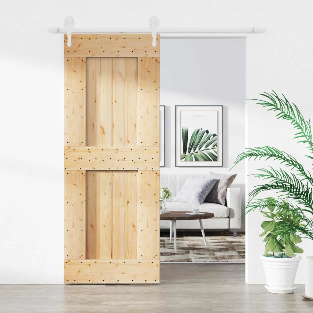Porta scorrevole Naturale e Bianco 80 x 210 cm 3445142