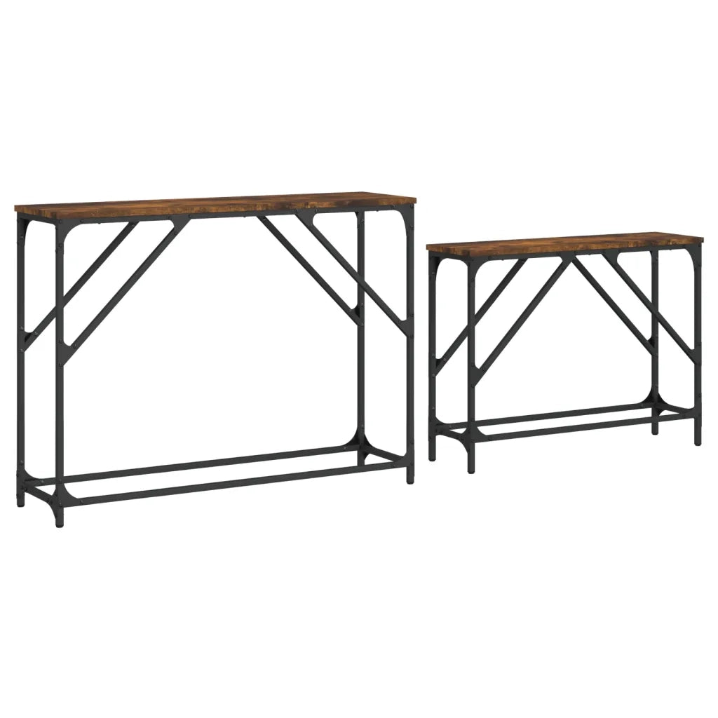 Tavoli Consolle | Tavolo d'Ingresso Impilabili 2 pz Rovere Fumo Legno Multistrato