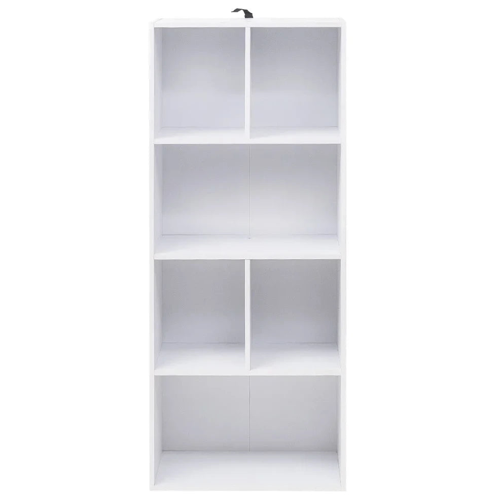 Libreria Moderna in MDF Bianco 50x30x118 cm con 6 Scomparti e Sistema Anti-Ribaltamento