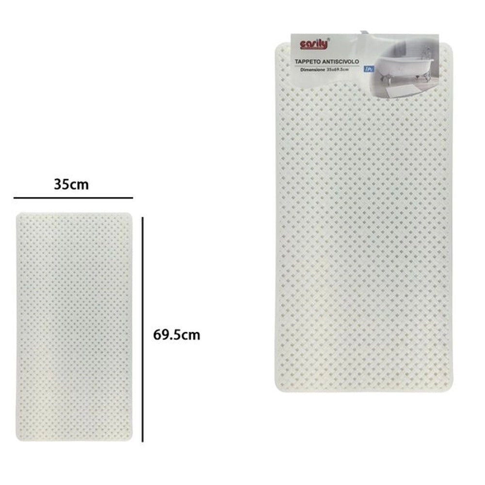 Trade Shop - Tappeto Antiscivolo Effetto Intrecciato Bianco Per Vasca Da Bagno Doccia 35x69.5cm 10794 -