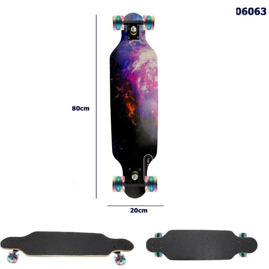 SKATEBOARD SKATE IN LEGNO FANTASIA COLORATO BAMBINI RAGAZZI 80CM 06063