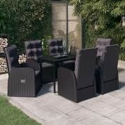 Set da Pranzo da Giardino 7 pz con Cuscini Nero cod mxl 41971