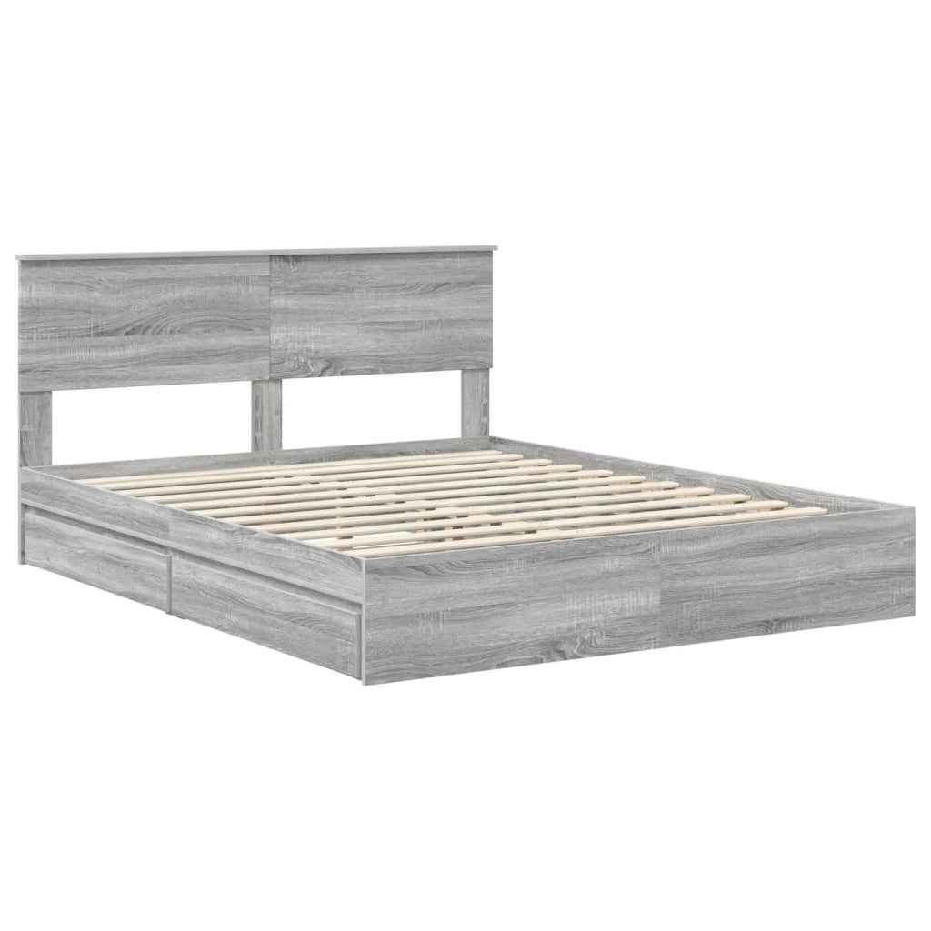 Letto con Contenitore con testiera Grigio Sonoma 160 x 200 cm 3410782