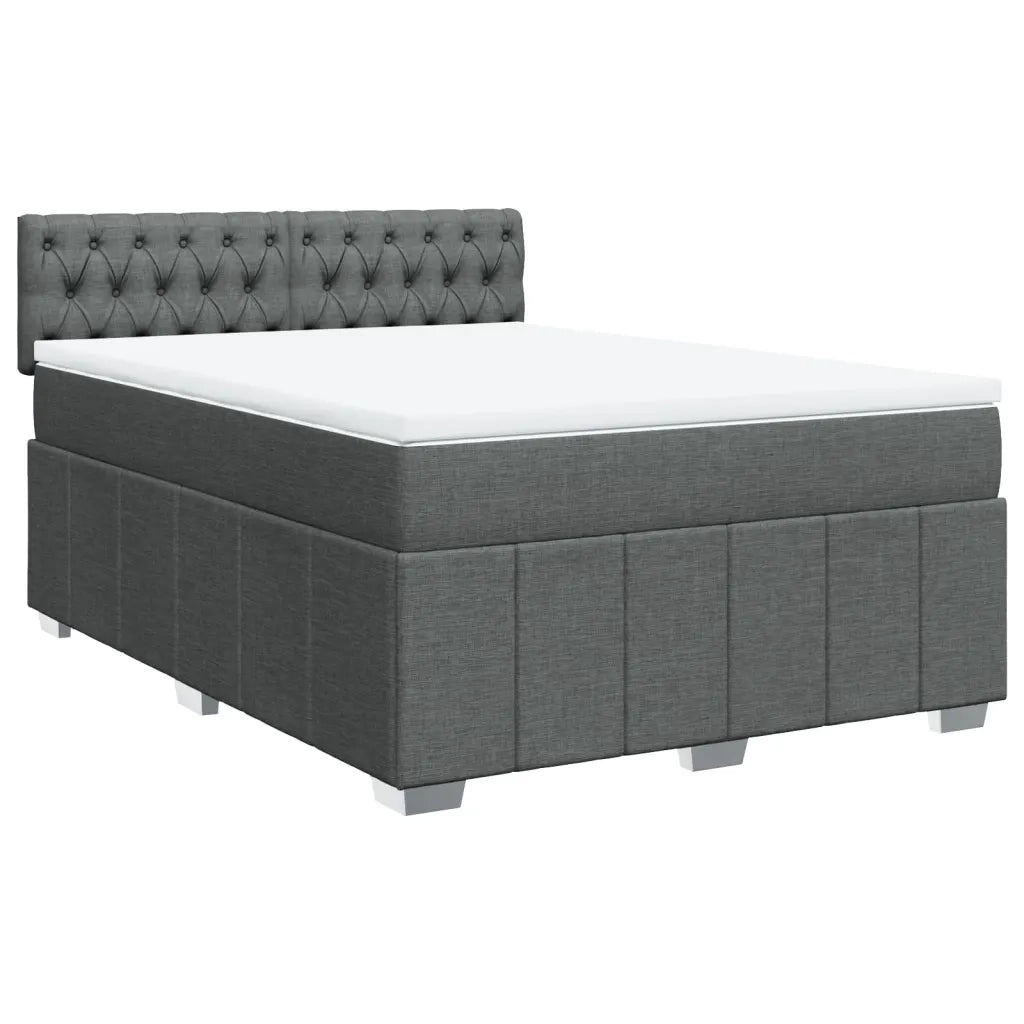 Giroletto a Molle con Materasso Grigio Scuro 160x200 cm Tessuto