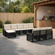 Set Divano da Giardino 10 pz Nero polyrattan 3436138