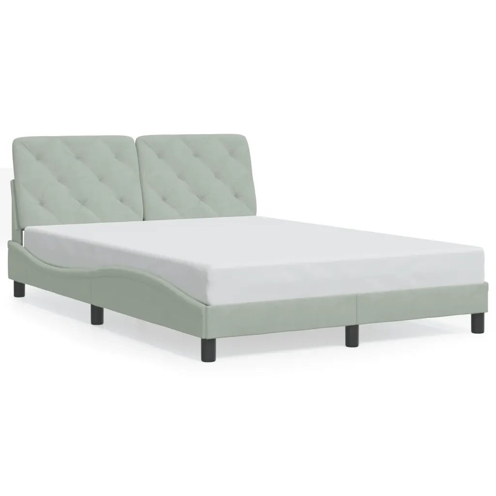 Giroletto con LED senza Materasso-Struttura Letto Grigio Chiaro 140x190 cm in Velluto
