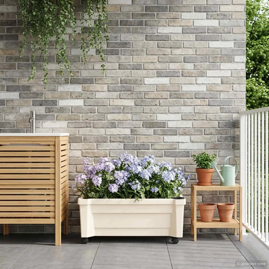 Vaso Calypso con Ruote Bianco 79 x 35 x 33 cm PP CFW1038432
