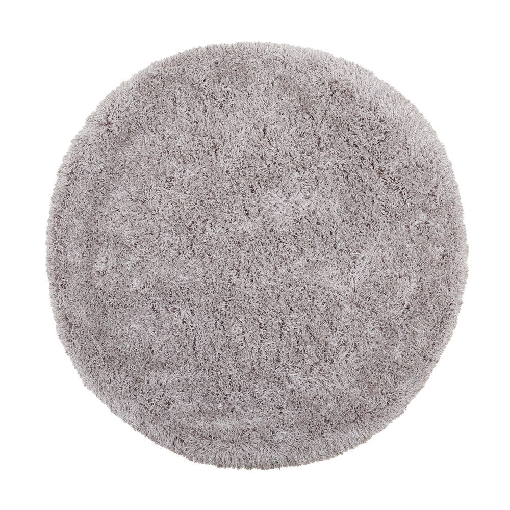 Tappeto Shaggy Tappeto a pelo lungo Solido Poliestere Grigio Rotondo 140 cm
