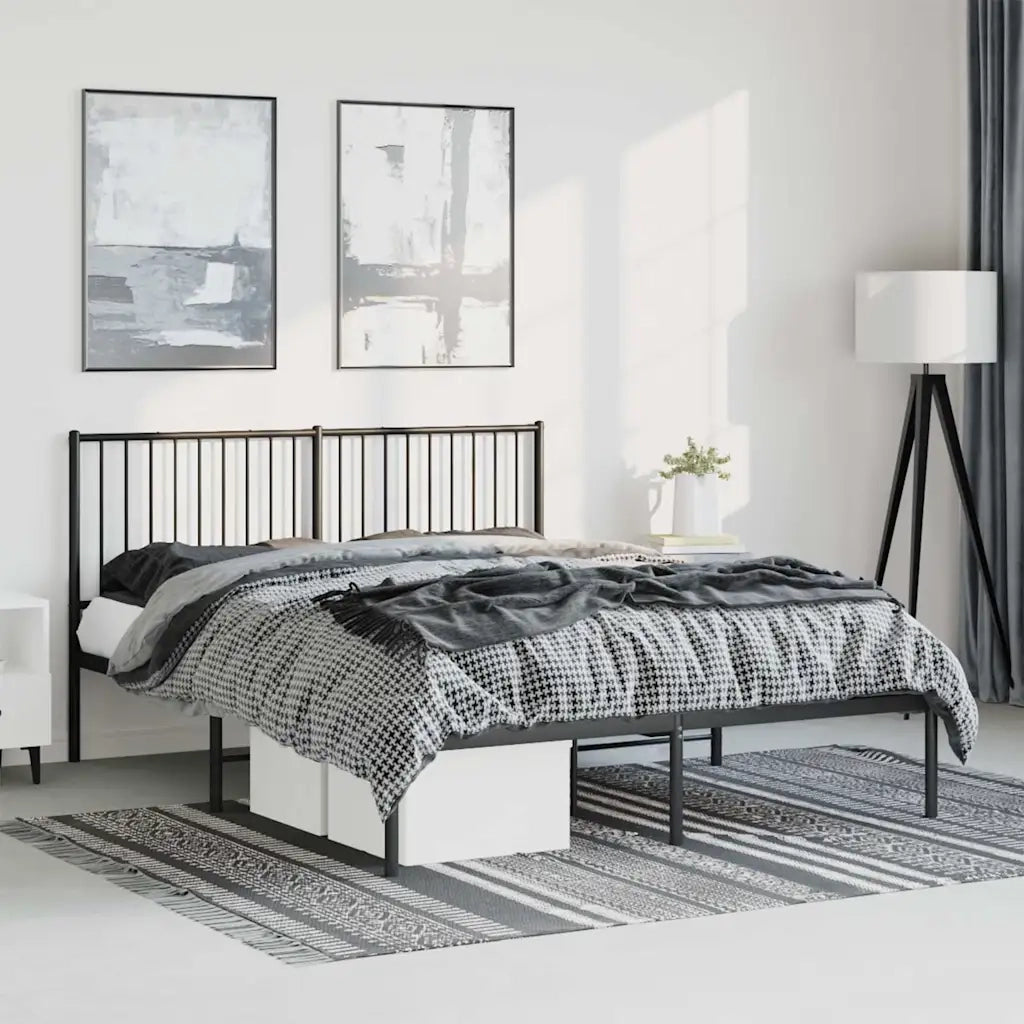 Giroletto con Testiera in Metallo Nero 150x200 cm 350866