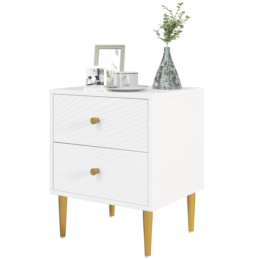 Comodino con 2 cassetti ¨C Xylo ¨C bianco metallo 40x35x50 cm